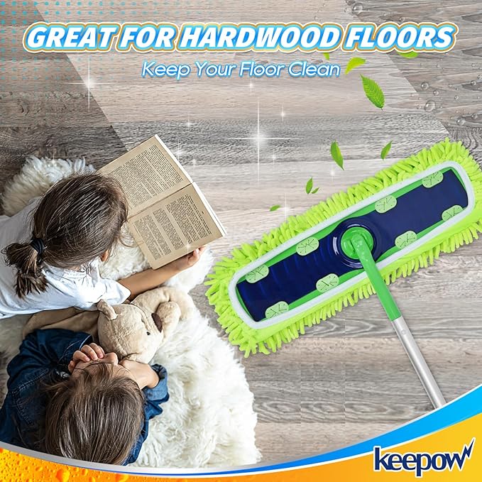 KEEPOW Dust Mop Refill Compatible with Swiffer XL Mop, 4 Pack X-Large Microfiber Pet Heavy Duty Dry Cloth Refills, Reusable Mop Pad for Floor Cleaning