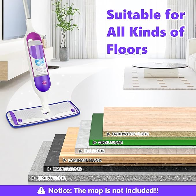 Reusable Mop Pads Compatible with Swiffer PowerMop, Microfiber Mop Pads Refills Mop Heads Replacement for Swiffer Mop Spray Mop Floor Mop, Washable Reusable Floor Mopping Refills, 5 Pack