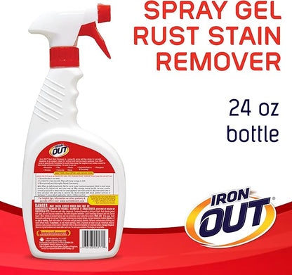 Iron OUT Rust Stain Remover Spray Gel, Remove Rust Stains in Bathrooms, Kitchens, Laundry, and Outdoors, 24 Ounces