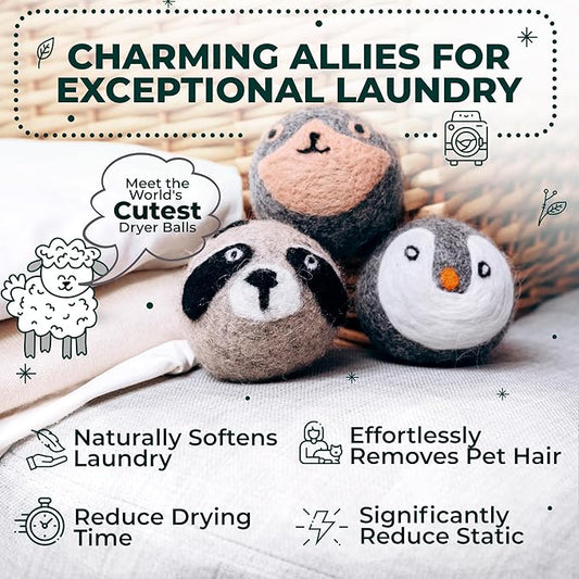 No More Dryer Sheets - Wool Dryer Balls - XL 6-Pack - Eco Dryer Balls - Dryer Balls Laundry Reusable - Softens Laundry Naturally - Reduces Drying Time & Static - with Storage Bag