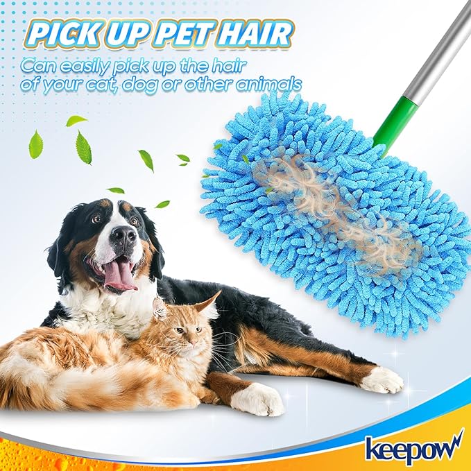 KEEPOW 2+6 Pack Reusable Wet Pads Refills Compatible with Swiffer Sweeper Mop, Microfiber Wet Mopping Cloths for Hardwood Surface Floor Cleaning, Washable Mop Pads & Dry Sweeping Cloths