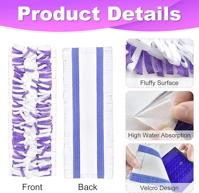 Mop Pads Compatible with Power Mop, 11 Count Refill Pads for Powermop Contains 9 Disposable Mop Pads Refills Suit for Power Mop and 2 Reusable Mop Pads for Power Mop