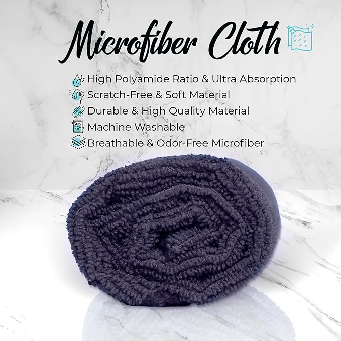 Microfiber Cleaning Cloth - Pack of 24 (12.5"x12.5") Gray Color, Non-Abrasive, Ultra-Absorbent, Lint-Free Towels for Cars, Reusable Cleaning Rags