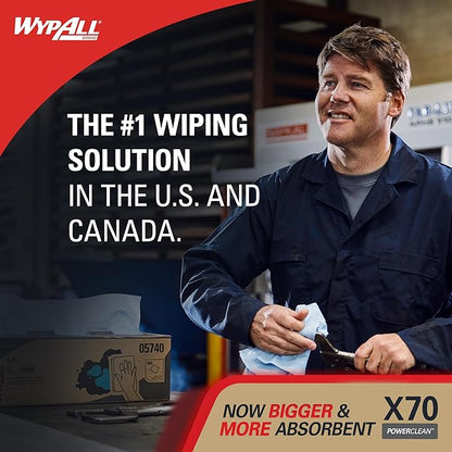 WypAll PowerClean X70 Cloths Medium Duty Wipes (41455), Pop-Up Box, Long Lasting Towels, White (10 Packs of 96 Sheets,960 Sheet Total)