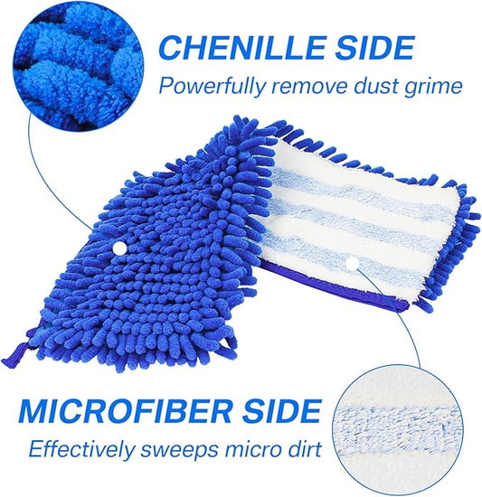 Ximoon Microfiber Flip Mop Refill Replacement for O Cedar Dust Mop Replace Head Chenille Dual Action Cleaning Pad Hardwood Floor Wet/Dry Mopping - 2 Pack