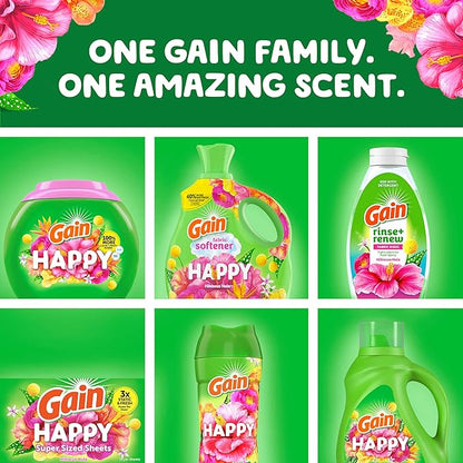 Gain Liquid Fabric Softener (Fabric Conditioner), Happy, 101 fl oz, 151 Loads