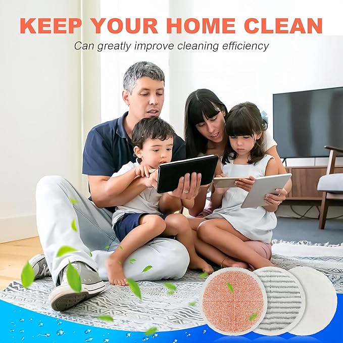 Replacement Pads for Bissell Spinwave Mop: 6 Pads for Bissell Spinwave/Spin Wave/Crosswave,Expert/Pet/Cordless Hard Floor,2124 20393 2039a 20399 2039w 23159 23157 Spin Mop Cleaner Scrub/Scrubber Pads