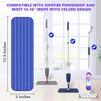 Reusable Mop Pads Compatible with Swiffer PowerMop, Microfiber Mop Pads Refills Mop Heads Replacement for Swiffer Mop Spray Mop Floor Mop, Washable Reusable Floor Mopping Refills, 5 Pack