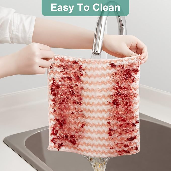 JOYMOOP 18 Pack Microfiber Cleaning Cloth, Kitchen Towels for Dish Drying Washing, Absorbent Streak Free Lint Free Rags for Cleaning, Reusable and Washable Towels - 10" x 10"