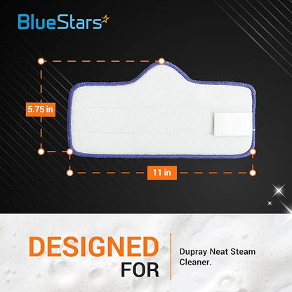 BlueStars Microfiber Steam Mop Pad for Dupray Neat Steam Cleaner Reusable & Washable Replacement Part - Designed for Multiple Surfaces, Effectively Clean Hardwood, Tile & Stone Floors - Pack of 6