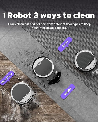 V3 2 in 1 Robot Vacuum and Mop Combo，5000Pa Suction, Works with 2.4G WiFi/Alexa/App/Remote Control, Schedule Cleaning, Automatic Self-Charging, Ideal for Pet Hair, Hard Floor and Carpet