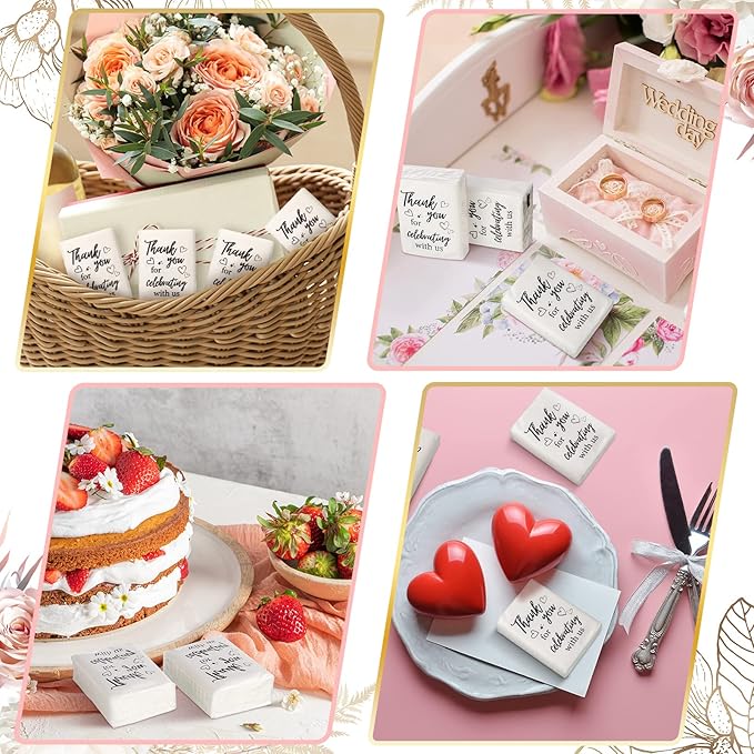 100 Pcs Wedding Facial Tissues Welcome Bags Mini Pocket Tissues Travel Size Wedding Favors for Guests 3 Ply Thank You for Celebrating with Us Celebration Graduation (Minimalist)