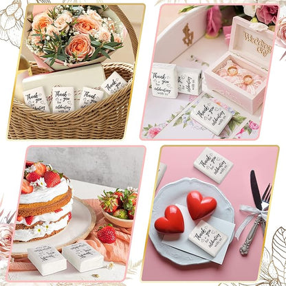100 Pcs Wedding Facial Tissues Welcome Bags Mini Pocket Tissues Travel Size Wedding Favors for Guests 3 Ply Thank You for Celebrating with Us Celebration Graduation (Minimalist)
