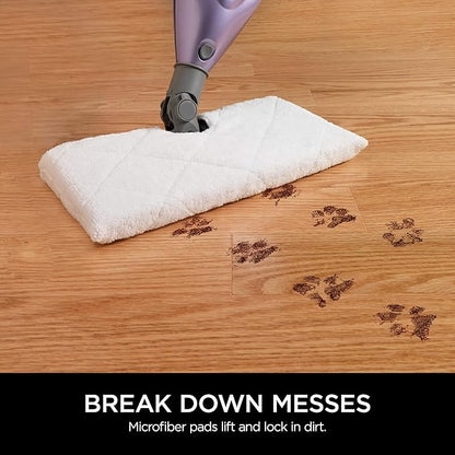 Shark S3501 Steam Pocket Mop Hard Floor Cleaner, With Rectangle Head and 2 Washable Pads, Easy Maneuvering, Quick Drying, Soft-Grip Handle and Powerful Steam, Purple