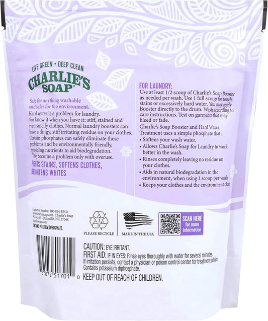 Charlie's Soap Booster & Hard Water Treatment (2.64 Lbs, 2 Pack) Natural Powdered Water Softener and Laundry Booster – Safe and Effective