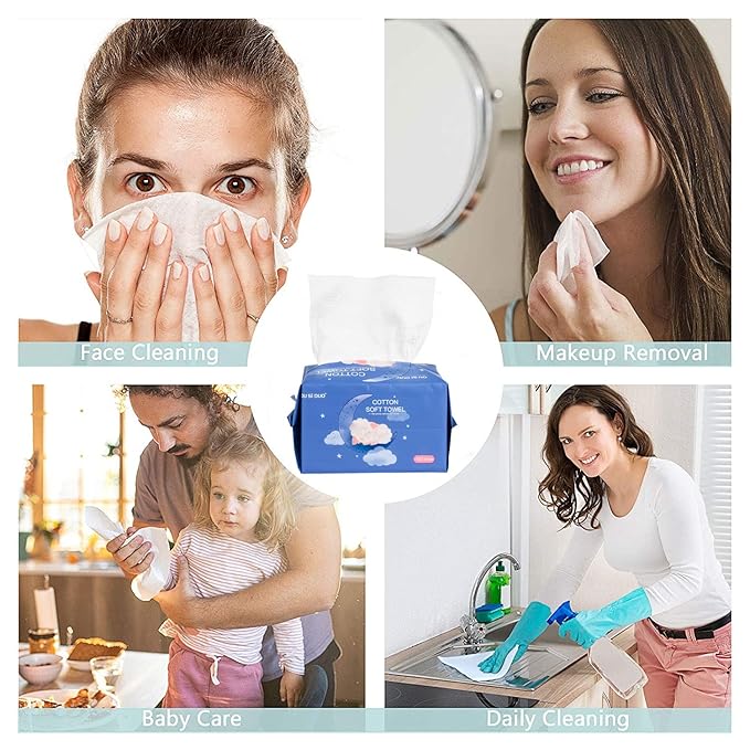 Dry Baby Wipes, Made of 100% cotton, Chemical-free Unscented, Ultra Absorbent Cotton, Wet and Dry Use Tissues for Baby Delicate Skin Clean, 600 count (pack of 6)