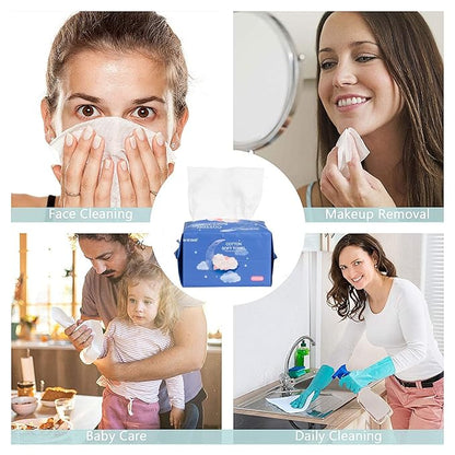 Dry Baby Wipes, Made of 100% cotton, Chemical-free Unscented, Ultra Absorbent Cotton, Wet and Dry Use Tissues for Baby Delicate Skin Clean, 600 count (pack of 6)