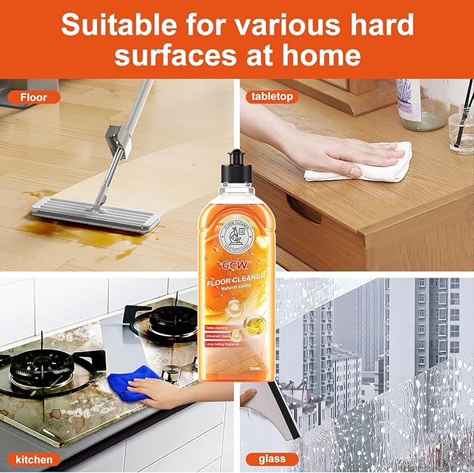 Floor Cleaner & All-Purpose Cleaner Plant-Based and Biodegradable Formula Kitchen, Floor, Bathroom and Surface Cleaning Product for Home, Orange Scent, 33.8 Fluid Ounces (Orange)