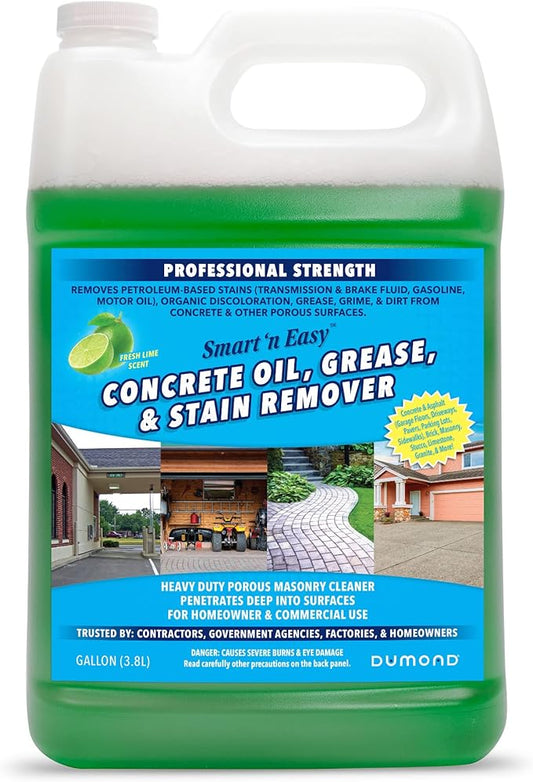 Dumond Smart 'n Easy Concrete Oil, Grease & Stain Remover, Cleans Grime, Dirt & Petroleum-Based Messes from Porous Masonry Surfaces, Garage Floors, Sidewalks, Driveways & More, 1 Gallon Refill