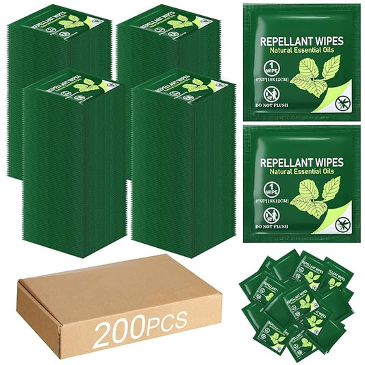 200 Pieces Travel Size Wipes Citronella Oil Individually Wrapped Wipes for Indoor Outdoor Travel Picnic Camping Hikes