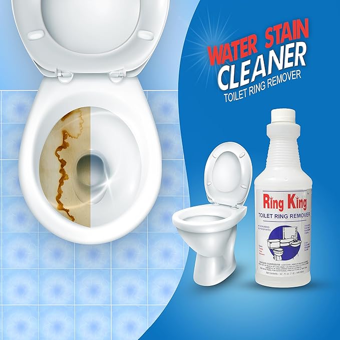 Amazon Brand - Ring King Toilet Bowl Cleaners | Pack Of 12 Toilet Bowl Cleaner Liquid 32oz Fast Acting Bathroom Cleaner For Calcium, Water, Rust, Red Clay & Lime Stains – No Scrubbing