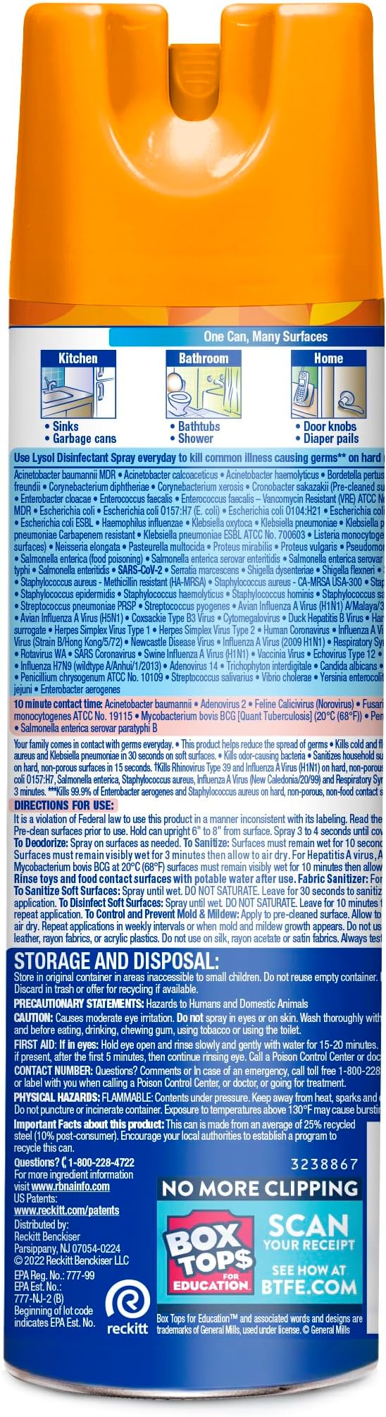 Lysol Disinfectant Spray, Sanitizing and Antibacterial Spray, For Disinfecting and Deodorizing, Mango & Hibiscus, 19 Fl. Oz (Pack of 2)