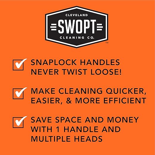 SWOPT Standard Multi-Surface Angle Broom Cleaning Head — Indoor and Outdoor Angled Broom Set — Interchangeable with All SWOPT Cleaning Products for More Efficient Cleaning and Storage