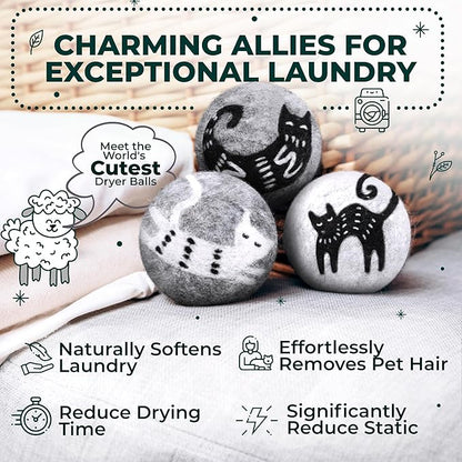 No More Dryer Sheets - Wool Dryer Balls - XL 6-Pack - Eco Dryer Balls - Dryer Balls Laundry Reusable - Softens Laundry Naturally - Reduces Drying Time & Static - with Storage Bag