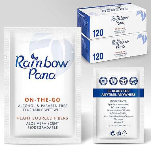 Rainbow Pana Biodegradable Skin Cleansing Wipe, 240 Count, for Sensitive Skin