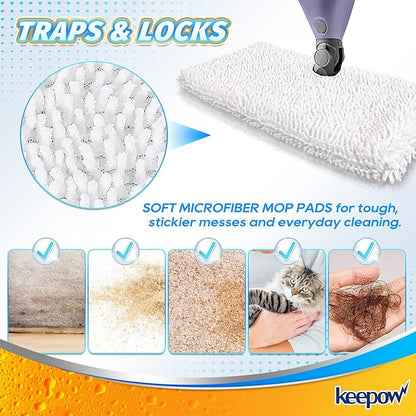 KEEPOW Steam Mop Replacement Pads Compatible with Shark S3500 Series S3501 S3601 S3550 S3901 SE450 S3801CO S3601D S2901Steamer Pocket Mop Washable Microfiber for All Hard Floors Cleaner (5 White)