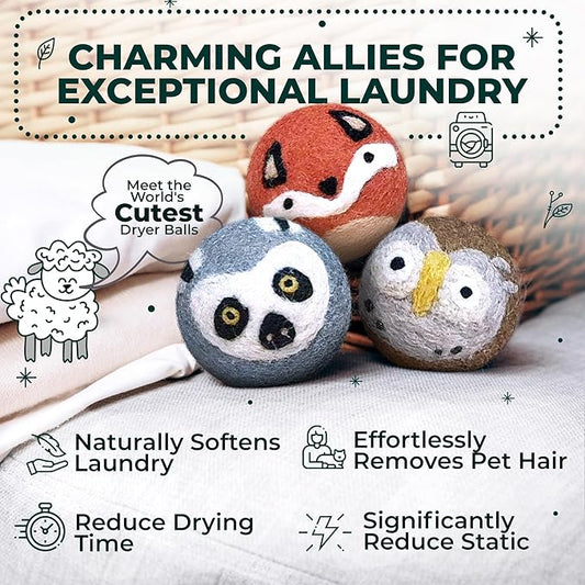 No More Dryer Sheets - Wool Dryer Balls - XL 6-Pack - Eco Dryer Balls - Dryer Balls Laundry Reusable - Softens Laundry Naturally - Reduces Drying Time & Static - with Storage Bag