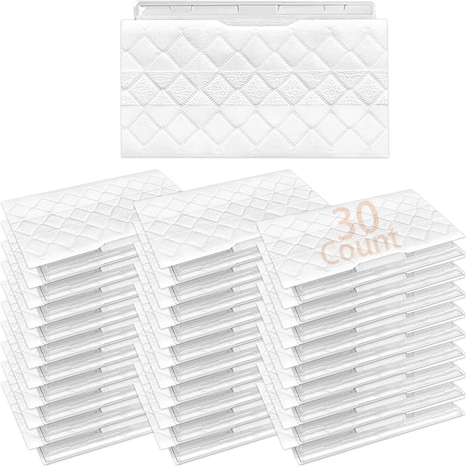 FFsign VACMOP Mop Pad Refills Compatible with Shark Vacmop VMP30 VM252 VM250 VM200 Vacuum, Disposable Replacement Mop Pads, White, 30 Count