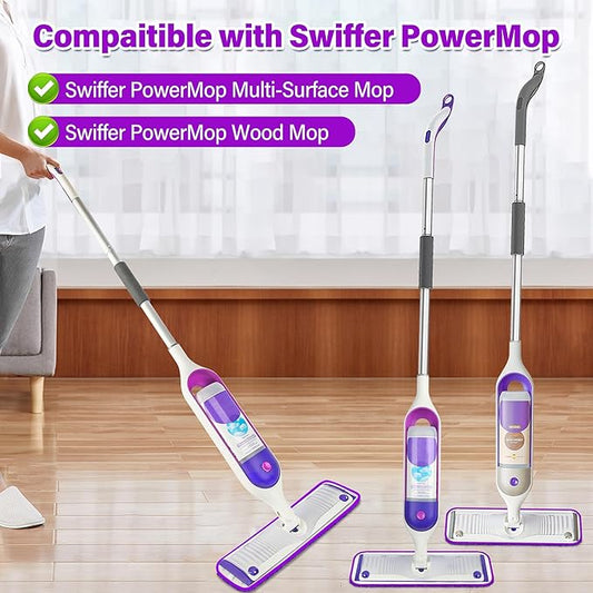 6 Pack Reusable Mop Pads Compatible with Swiffer PowerMop, Microfiber Pads Refills Machine Washable Up to 100 Times Wet Dry Use Suitable for All Floor Types