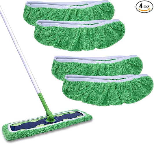 XL Mop Pads Compatible with Swiffer XL Dry Sweeping Cloths, Reusable Wet Pads Refill X-Large Size Fits for Swiffer XL Wet Pads Refills -for Surface Hardwood Floor Cleaning, 4 Pack