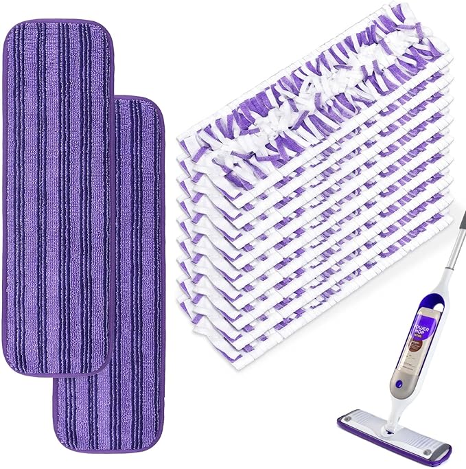 Mop Pads Compatible with Power Mop, 11 Count Refill Pads for Powermop Contains 9 Disposable Mop Pads Refills Suit for Power Mop and 2 Reusable Mop Pads for Power Mop