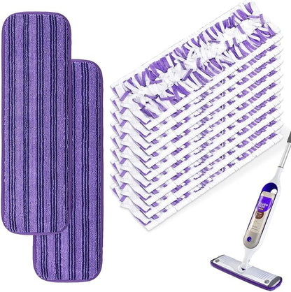 Mop Pads Compatible with Power Mop, 11 Count Refill Pads for Powermop Contains 9 Disposable Mop Pads Refills Suit for Power Mop and 2 Reusable Mop Pads for Power Mop