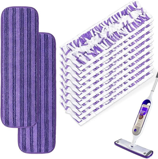 Mop Pads Compatible with Power Mop, 11 Count Refill Pads for Powermop Contains 9 Disposable Mop Pads Refills Suit for Power Mop and 2 Reusable Mop Pads for Power Mop