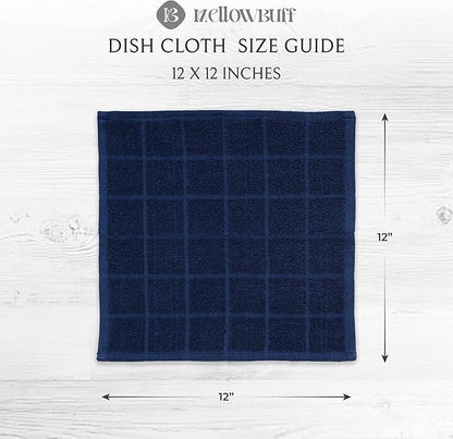 100% Cotton Dish Cloth for Dish Washing, Terry Dish Cloth, Cotton Dish Rags, 6 Pack, Super Soft and Absorbent,12"x12", inches, Reusable Cleaning Cloth, Navy Blue