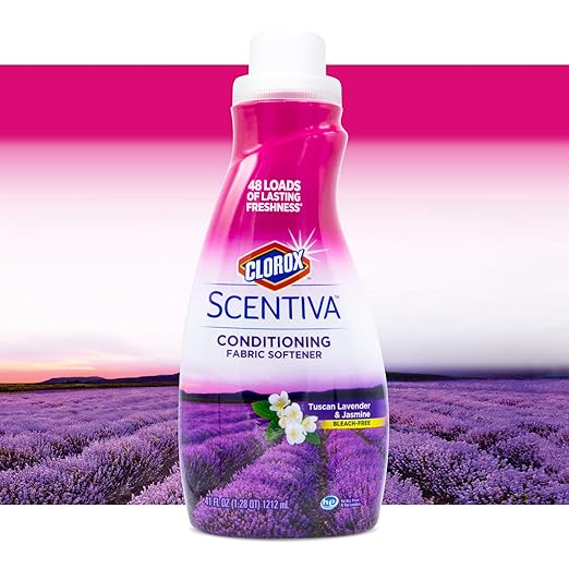 Clorox Scentiva Liquid Fabric Softener Fabric Conditioner Beautiful Tuscan Lavender & Jasmine Scent Leaves Behind a Great Smell 41 Fluid Ounce Bottle (Pack of 2)
