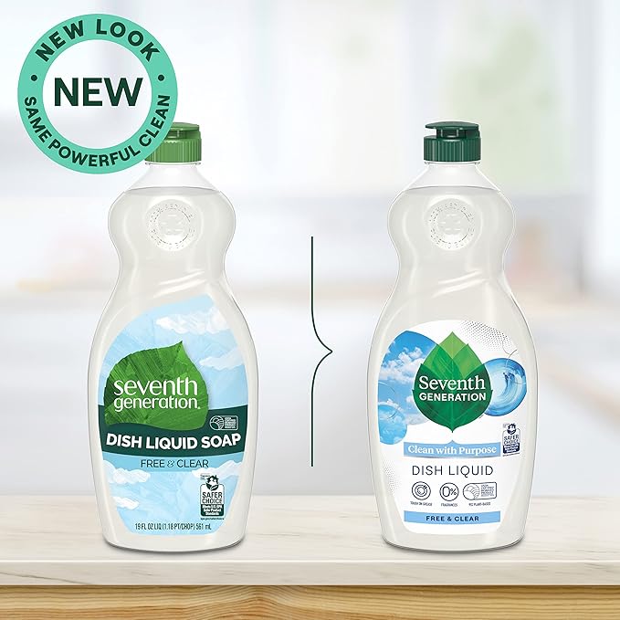 Seventh Generation Dish Liquid Soap Free & Clear liquid soap Dishwashing Soap Dish Soap for sensitive skin 19 oz