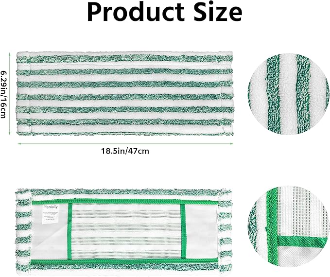 3 Pack Microfiber Mop Pads Refills Compatible with Libman Wet &Dry Dust Mops, Reusable Washable Replacement Mop Heads for Floor Cleaning, Easy to Install and Remove Flat Mop, 18Inch