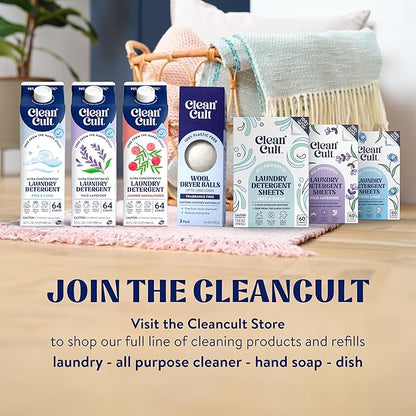 Cleancult Laundry Detergent Sheets - Resealable Box - 3 Stain Fighting Enzymes - Juniper Sandalwood - 60 Loads - Free of Harsh Chemicals - No Mess - No Plastic Waste