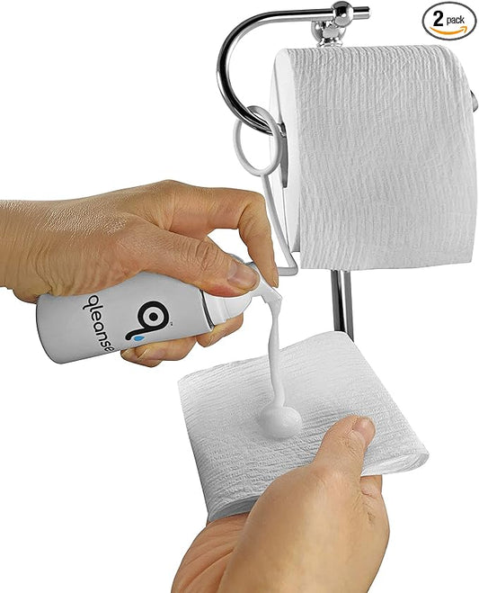 Toilet Paper Foam Spray and Caddy Combo - Wet Wipe Alternative and 100% Flushable