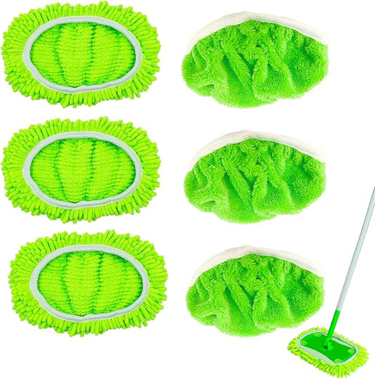 6 Pack Reusable Microfiber Mop Pads Compatible with Swiffer Sweeper Mop (10-12in), Washable Dry Sweeping Cloths & Wet Mop Pads, Flat Dust Mop Replacement Refills for Hardwood Floors Cleaning