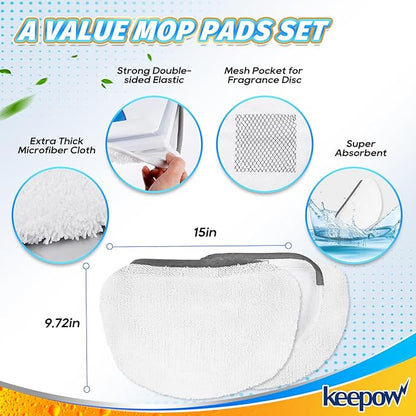 KEEPOW 5 Pack Replacement Steam Mop Pads for Bissell Powerfresh 1940 1544 1440 1806 2075 Series Model 19402 19404 19408 19409 1940a 1940f 1940q 1940t 1940w B0006 B0017,Washable Cleaning Pad