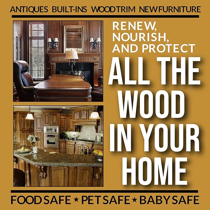 Daddy Van's All Natural Beeswax Furniture Polish – Unscented, Food-Safe Wood Wax for Furniture, Cabinets, Antiques & Butcher Blocks – Non-Toxic, Conditioning & Protective Finish for Wood Surfaces