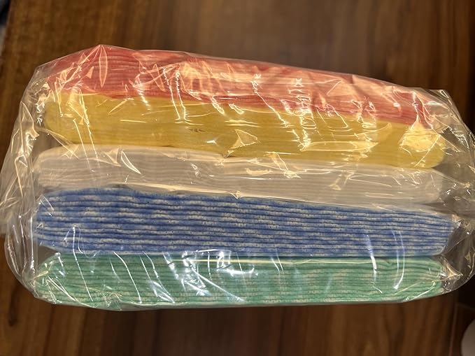 JEBBLAS Cleaning Towels - Reusable Dish Cloths, Absorbent Wipes, Dry Quickly - 60 Sheets, 5 Colors
