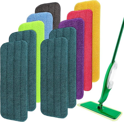 Mop Head Replacement for Libman Freedom Spray Mop - Washable Reusable Wet & Dry Cleaning - Microfiber Spray Mop Pads Refill for Multi-Surface Floor -10 Pack (Colorful)