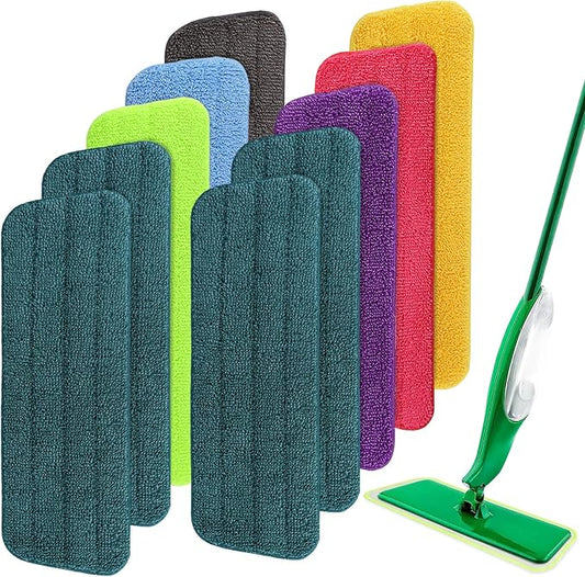 Mop Head Replacement for Libman Freedom Spray Mop - Washable Reusable Wet & Dry Cleaning - Microfiber Spray Mop Pads Refill for Multi-Surface Floor -10 Pack (Colorful)