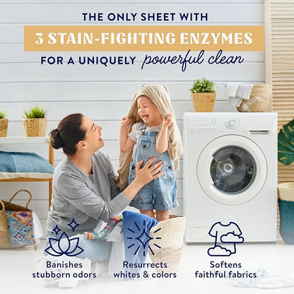 Cleancult Laundry Detergent Sheets - Resealable Box - 3 Stain Fighting Enzymes - Juniper Sandalwood - 60 Loads - Free of Harsh Chemicals - No Mess - No Plastic Waste